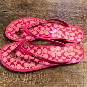 PINK COACH SANDALS. Size 7.